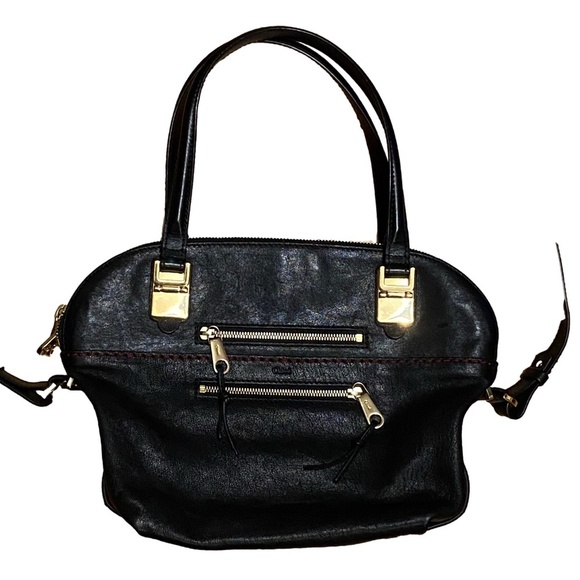 LIKE NEW CHLOE Angie Medium Black Lambskin Leather Shoulder Cross Body Tote Bag - Picture 5 of 16